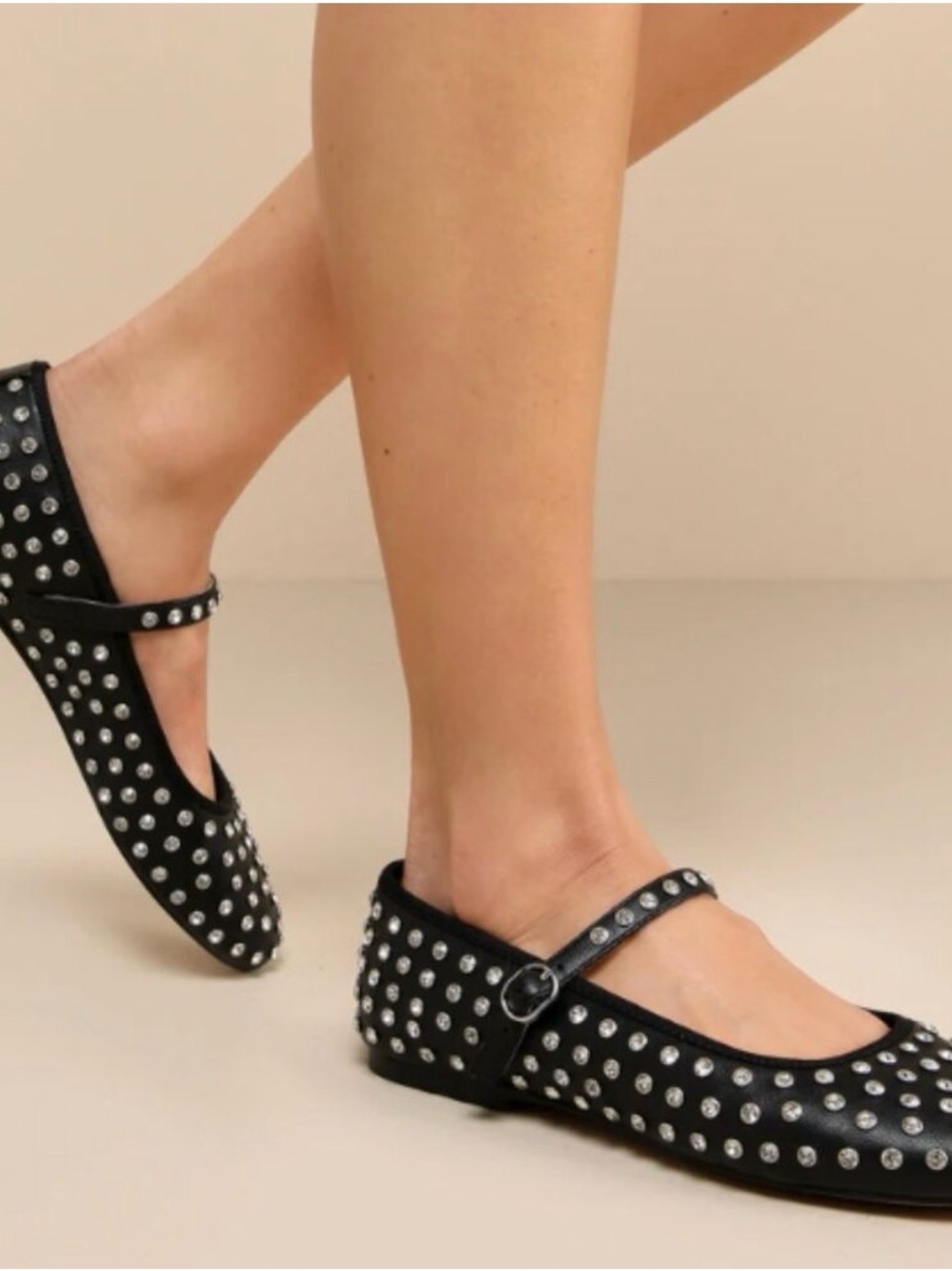 House of Harlow 1960 Studded Mary Jane Ballet Flats - Black size 8